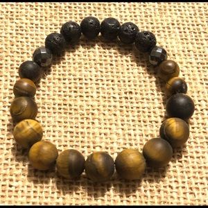 Matte Tiger’s Eye X Lava Stone x Hematite Bracelet